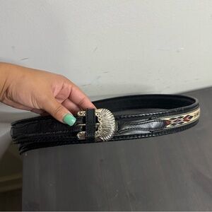 Wrangler Southwestern Print Leather Belt